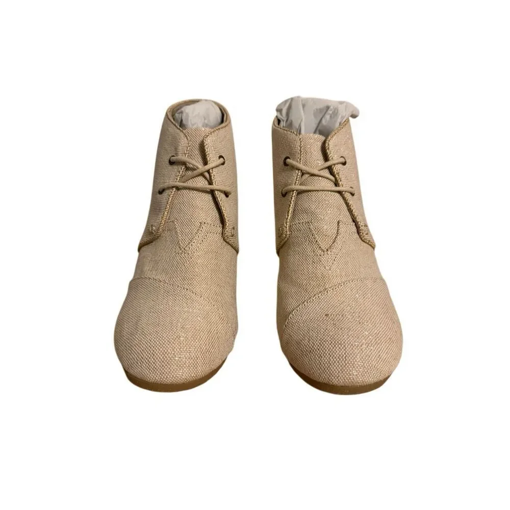 Brand New Toms Women’s Desert Wedge Natural Metallic Linen Shoes Size 12